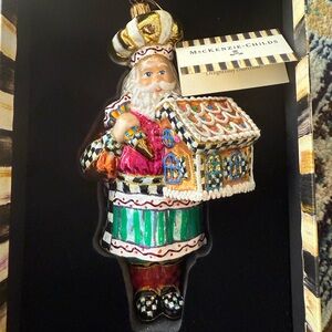 MacKenzie-Childs Retired Gingerbread Santa Ornament in box